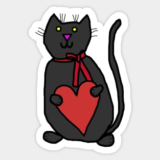 Cute Cat Holding Your Love Heart on Valentines Day Sticker